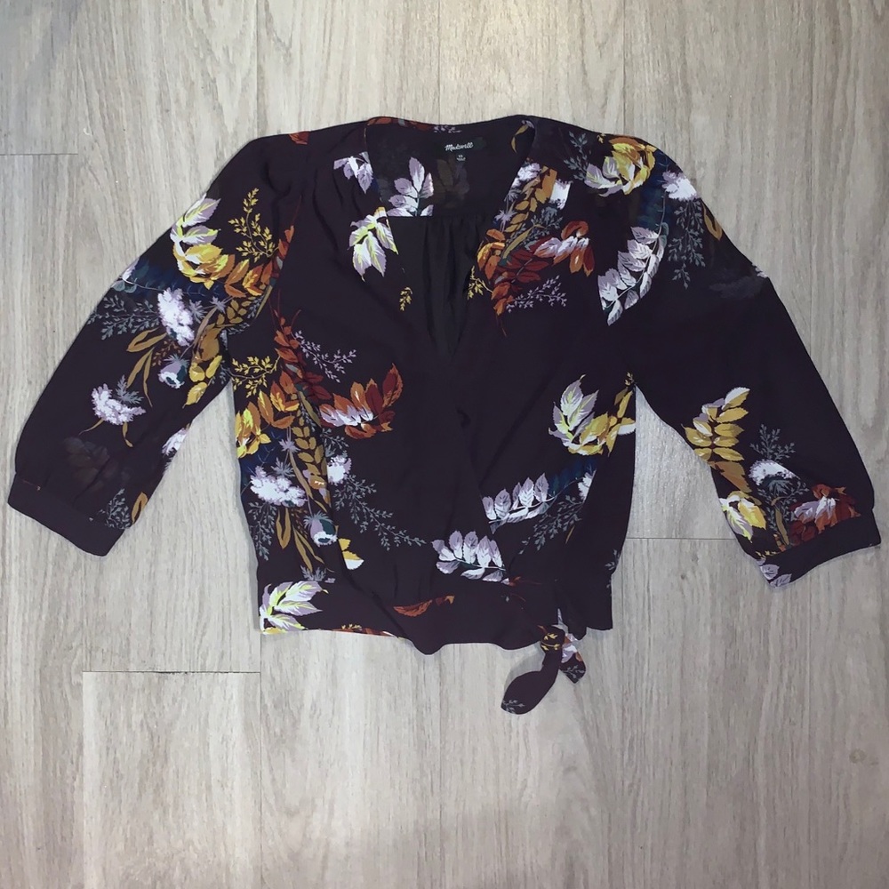 Deep Purple Madewell Floral Tie Top Size XS
